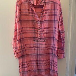 Pilcro Pink and Blue Plaid Tunic